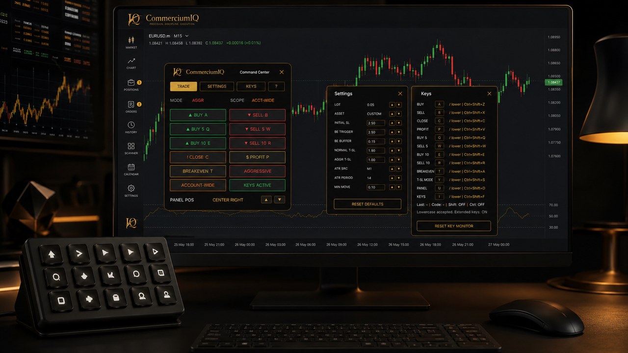 Generic macro pad and trading command center workflow concept for MT5 traders